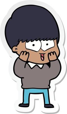 sticker of a cartoon happy boy