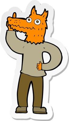 sticker of a cartoon fox man with idea