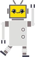 flat color retro cartoon robot vector