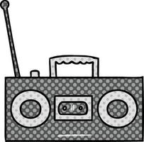 cartoon doodle of a retro cassette player vector