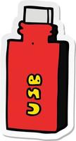 sticker of a cartoon flash drive vector