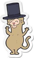 sticker of a cartoon monkey wearing top hat vector