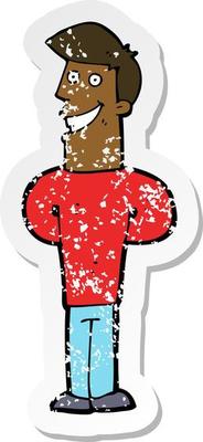 retro distressed sticker of a cartoon grinning man