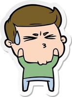 sticker of a cartoon frustrated man vector