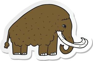 sticker of a cartoon mammoth vector