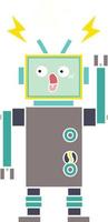 flat color retro cartoon robot vector