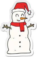 sticker of a cartoon snowman vector