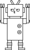 line drawing cartoon robot vector