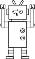 robot de dibujos animados de dibujo lineal vector