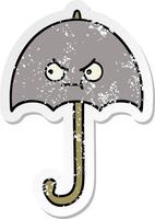 distressed sticker of a cute cartoon umbrella vector