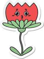 sticker of a cute cartoon flower vector