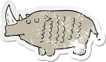 distressed sticker of a cartoon rhinoceros vector