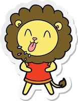 sticker of a happy cartoon lion vector