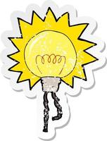 retro distressed sticker of a cartoon light bulb vector