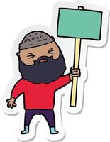 sticker of a cartoon man with beard vector