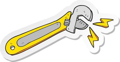 sticker of a cartoon adjustable spanner vector