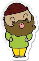 sticker of a man with beard sticking out tongue vector