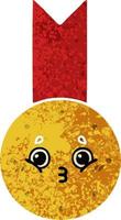 retro illustration style cartoon gold medal vector