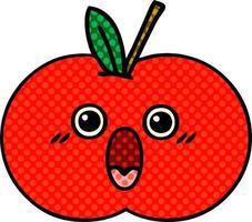 manzana roja de dibujos animados de estilo cómic vector