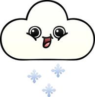 nube de nieve de dibujos animados sombreado degradado vector