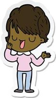 sticker of a cartoon woman talking vector