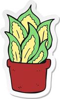 sticker of a cartoon house plant vector