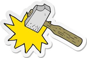 sticker of a cartoon mallet vector