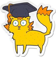 sticker of a cartoon cat graduate vector