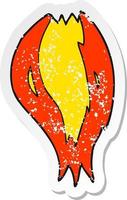 retro distressed sticker of a cartoon rocket ship flames vector