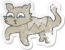 retro distressed sticker of a cartoon cat vector