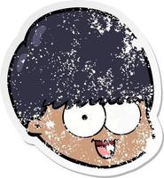 distressed sticker of a cartoon male face vector