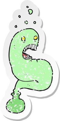 retro distressed sticker of a cartoon halloween ghost in bottle