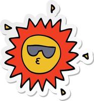 sticker of a cartoon sun vector