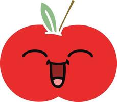 manzana roja de dibujos animados retro de color plano vector