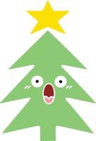 flat color retro cartoon christmas tree vector