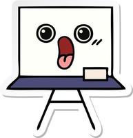 sticker of a cute cartoon white board vector