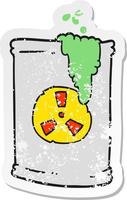 retro distressed sticker of a cartoon radioactive waste vector