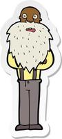 sticker of a cartoon bearded old man vector