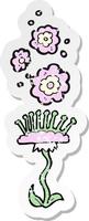 retro distressed sticker of a cartoon perfumed flower vector