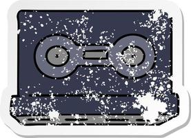 distressed sticker cartoon doodle of a distressed sticker cassette tape vector