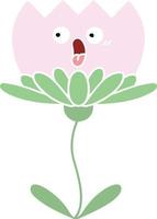 flat color retro cartoon flower vector