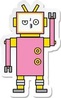 pegatina de un lindo robot de dibujos animados vector