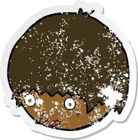 retro distressed sticker of a cartoon shocked face vector