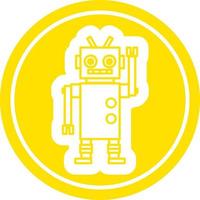 dancing robot circular icon vector