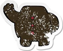 retro distressed sticker of a cartoon black bear body vector