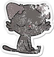 distressed sticker of a cute cartoon dog vector