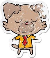 distressed sticker of a cartoon dog manager vector