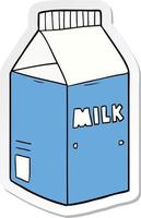 sticker of a cartoon milk carton vector