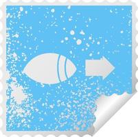 distressed square peeling sticker symbol eye looking to one side vector