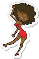 sticker of a cartoon dancing woman vector